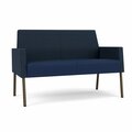 Lesro Mystic Lounge Reception Loveseat, Bronze, RF Blueberry Back, MD Ink Seat, RF Blueberry Arm Panels ML1501